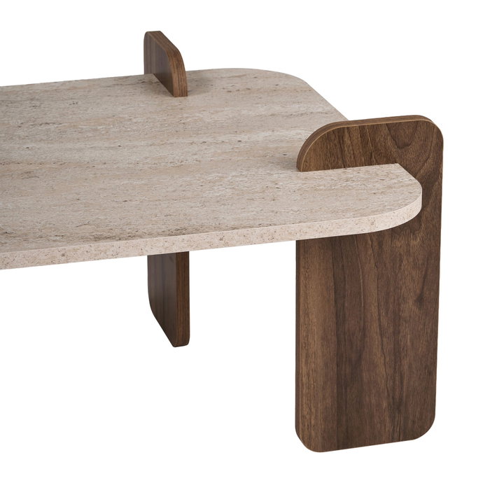 Nordure Mesa de Café Renard Travertino y Venezia Walnut